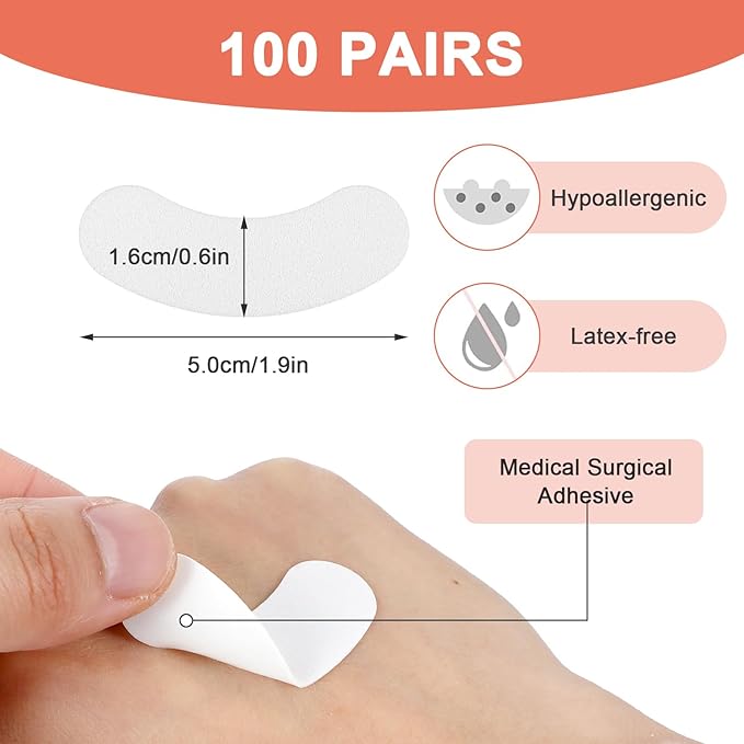 200 Pcs Natural Anti-sensitive Foam Under Eye Patches Pads Eyelash Extensions Tech Supplies Stick Well No Lint Microfoam Disposable Lash Pads Beauty Tools Kit Fit Most Eye Shape