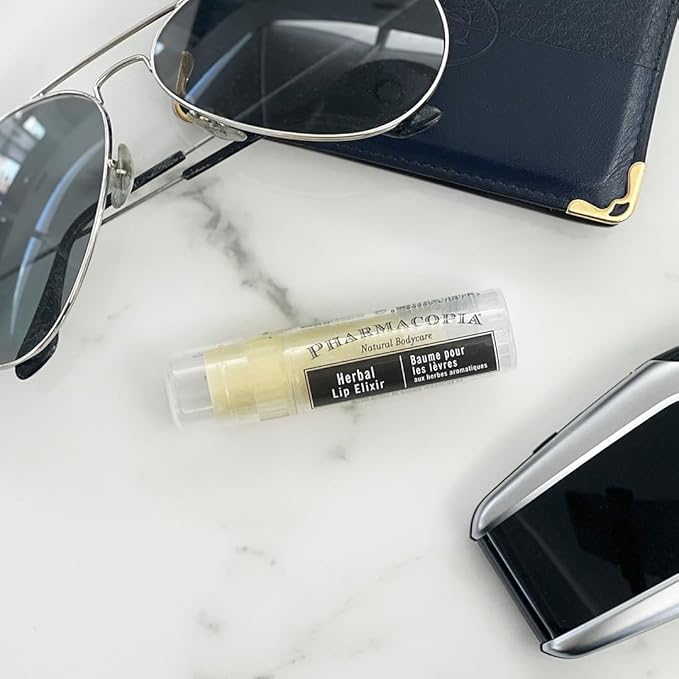 Pharmacopia Chamomile Tangerine Vegan Lip Elixir - Nourishing Vegan Herbal Lip Balm with 100% Natural and 70% Certified Organic Ingredients, 0.25 Oz, Pack of 3