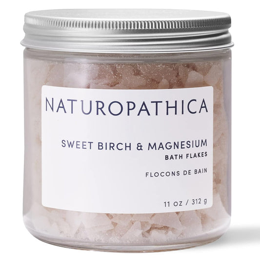 Naturopathica Sweet Birch and Magnesium Bath Flakes, Soothing Daily Bath Soak for Muscle Discomfort, Bathing Alternative to Epsom Salt, Relaxing Tension Relief Soak for Men and Women, 11 oz