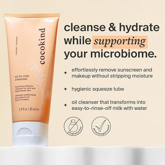 Cocokind Oil to Milk Face Wash, Oil Based Cleanser and Oil Makeup Remover - Cleansing Oil, Cleansing Milk and Cream Cleanser for Face