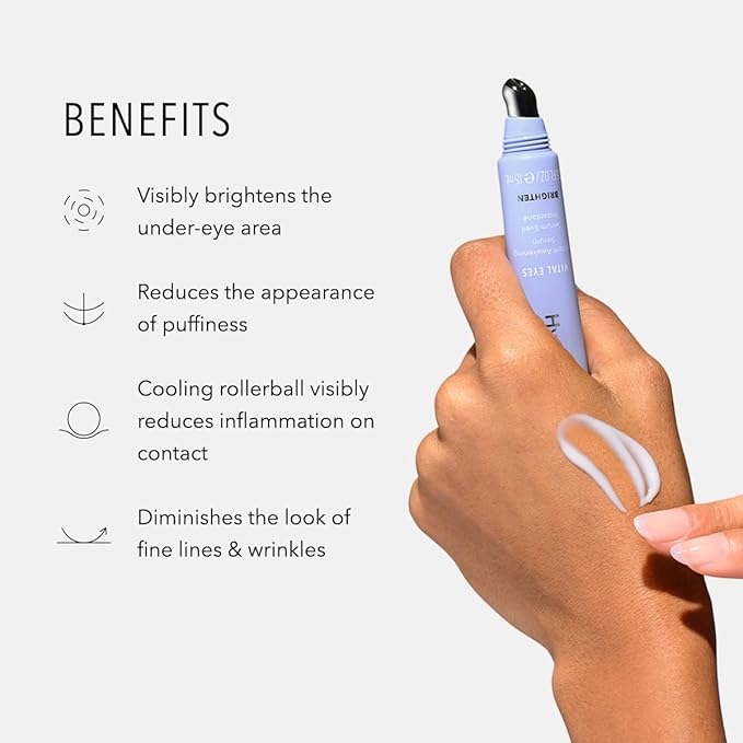 HydroPeptide Vital Eyes, Instant Awakening Serum, Cooling Rollerball Under Eye Moisturizer 0.3 Ounce