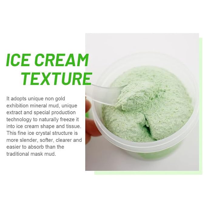 AICHUN BEAUTY Ice Cream Facial Wash Off Mud Mask Oil-Control Deep Cleaning Moisturizing Exfoliation Blackhead Skin Care 100g 3.38FL. OZ (MATCHA TEA & LIME)