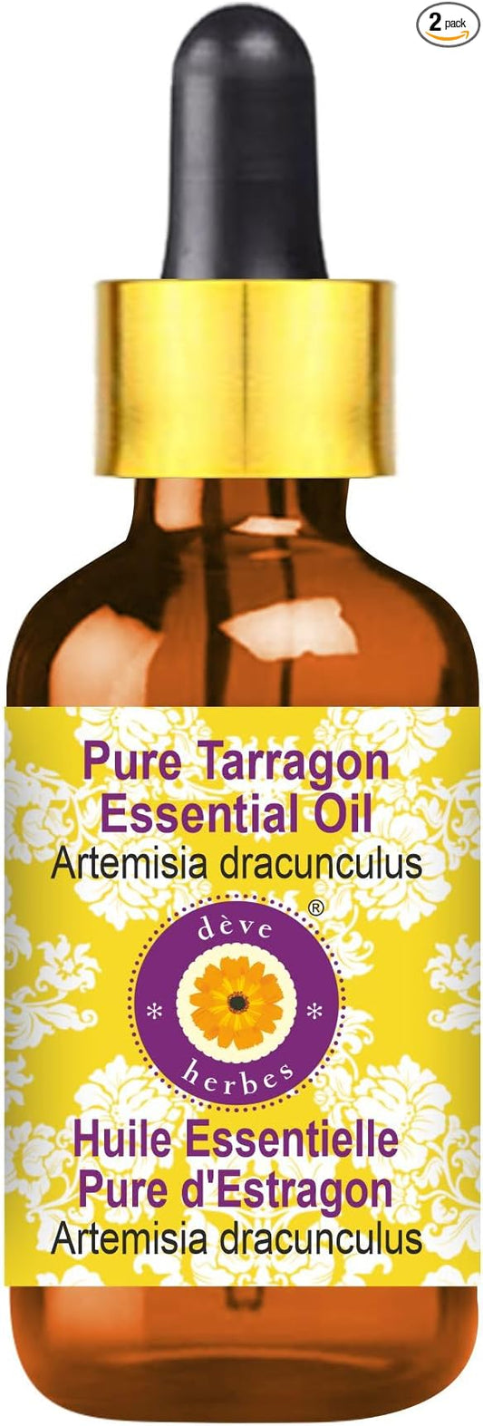Deve Herbes Pure Tarragon Essential Oil (Artemisia Dracunculus) with Glass Dropper Steam Distilled 15ml (0.50 oz)