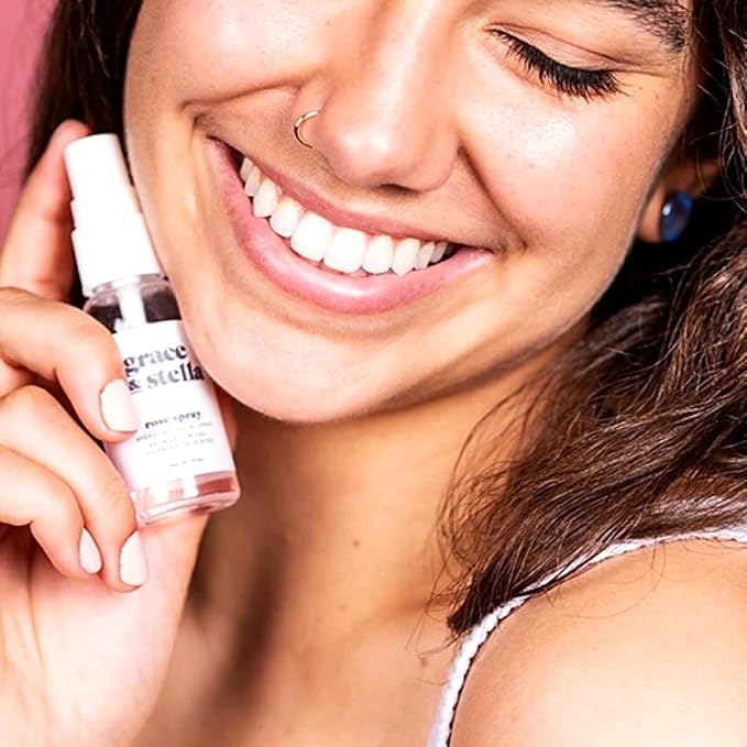 grace & stella Award Winning Rose Water Facial Spray (30ml) - Vegan - Rose Water Spray Toner for Face - Rose Spray Facial Mist - Rosewater Spray Rose Hydrosol