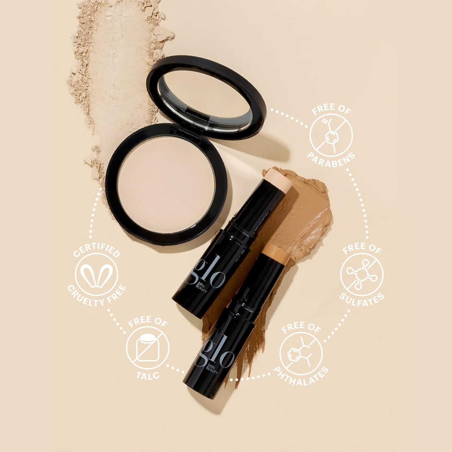 Glo Skin Beauty Pressed Base Powder Foundation Makeup (Cocoa) - Flawless Coverage for a Radiant Natural, Second-Skin Finish