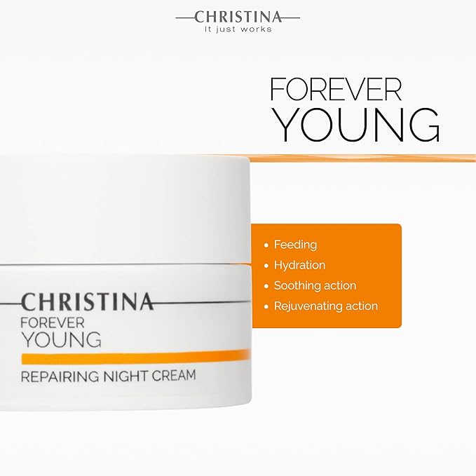 '-CHRISTINA- Forever Young Repairing Night Cream - 50ml - Lightweight & Non-Oily Retinol Cream with Peptides, Vitamins A & E for Overnight Hydration - For All Skin Types
