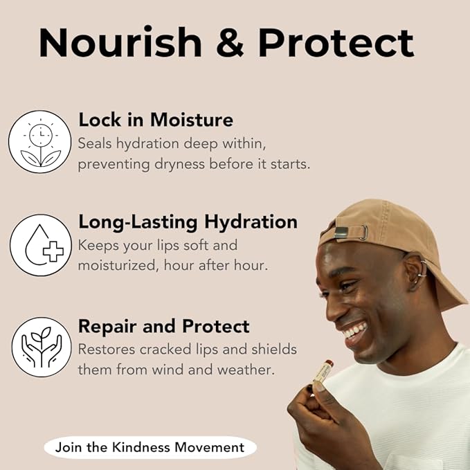 Georgia Peach Lip Balm 3-Pack – Organic Natural Lip Balm for Dry Cracked Lips – Gluten & Grain Free Clean Chapstick Alternative – Made in USA with Jojoba Oil – Kind Lips