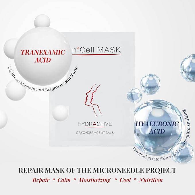 INCELLICE Derma Roller Facial Mask After Microneedling Mask, Hyaluronic Acid Face Mask, 5pcs Collagen Repair Sheet Mask for Hydration, Soothing, Cooling, Reducing Redness and Burnin