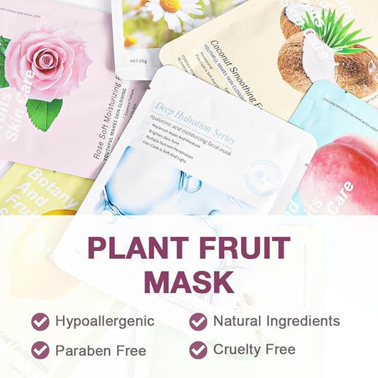 8 Pack Cherry Blossom Face Sheet Mask Skincare,Hydrating Face Mask For Sensitive Skin,Moisturize,Soothing,Nourish for All Skin Types,Natural Spa Party Facial Mask Skincare Set for Women Men Girls