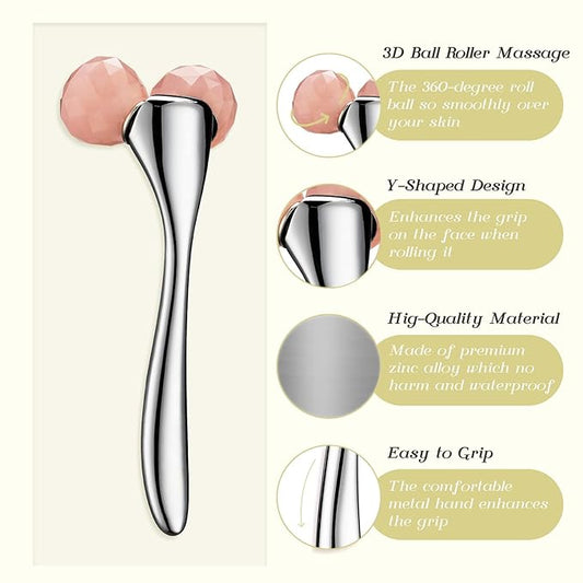 Tekson Faical Roller Massager, 3D Metal Face Massage Tool for Reduce Puffiness, Remove Eye Wrinkles, Face Lift, Increase Firmness, Anti-Aging, Skin Tightening