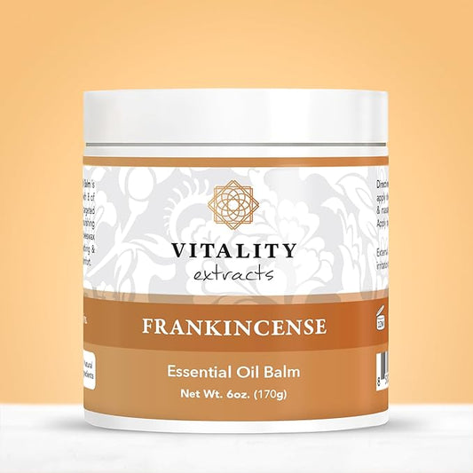 Vitality Extracts Frankincense Balm - 6oz, Boswellia Serrata, Beeswax, Olive Oil, Moisturizer for Dry, Cracked Skin, All Skin Types