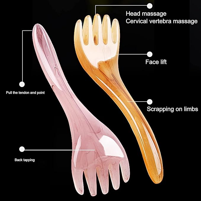 3PCS Head Massager Comb, Scalp Back Muscle Relaxation Gua Sha Massage Tool, Head Scracher SPA Yellow, Manual Scalp Massagers