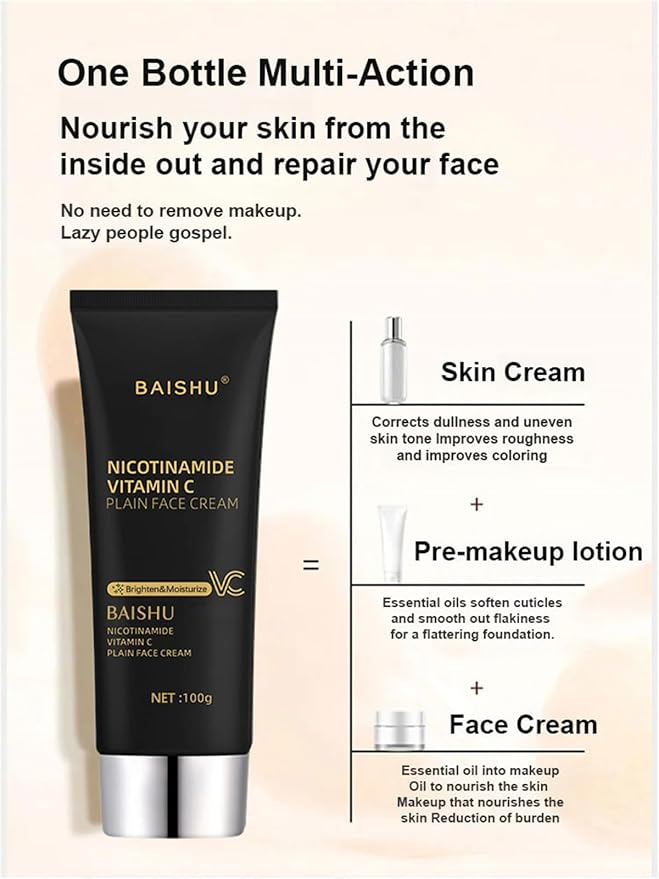 Nicotinamide Vitamin C Plain Face Cream, Niacinamide Purifying Cleanser, Niacinamide Vitamin C Black Tube Skin Cream, Multifunctional Smooth Hydrating Niacinamide Makeup Cream (2)