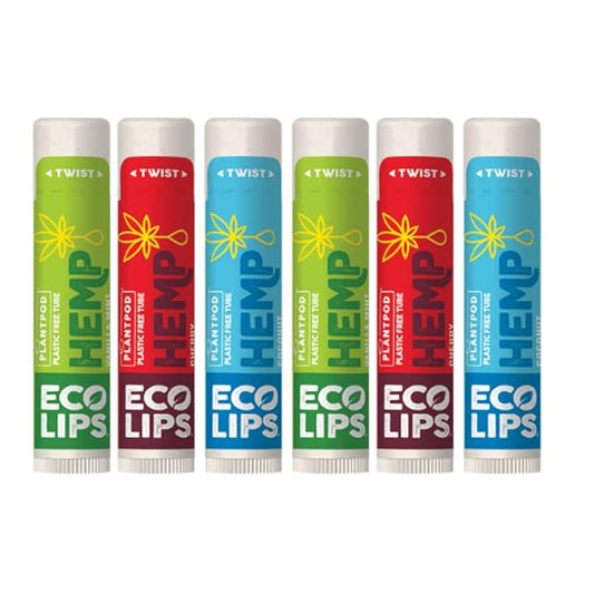 Eco Lips Organic Hemp Lip Balm with Beeswax, Coconut Oil, Vitamin E. Best Lip Balm to Soothe & Moisturize Dry, Chapped Lips (Variety, 6-Pack)