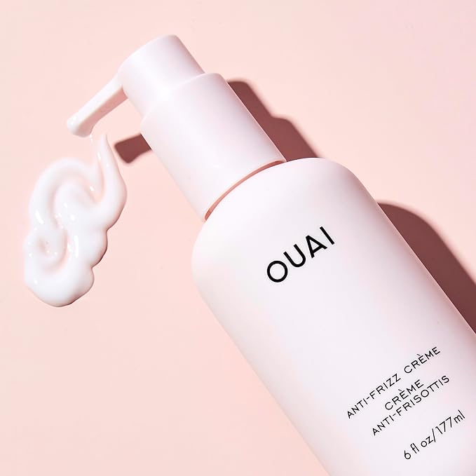 OUAI Anti Frizz Cream Travel Size - Moisturizing Hair Cream with Frizz Control & Heat Protection - Provides Hydration with Jackfruit & Beetroot Extract - Paraben, Phthalate & Sulfate Free (3 oz)