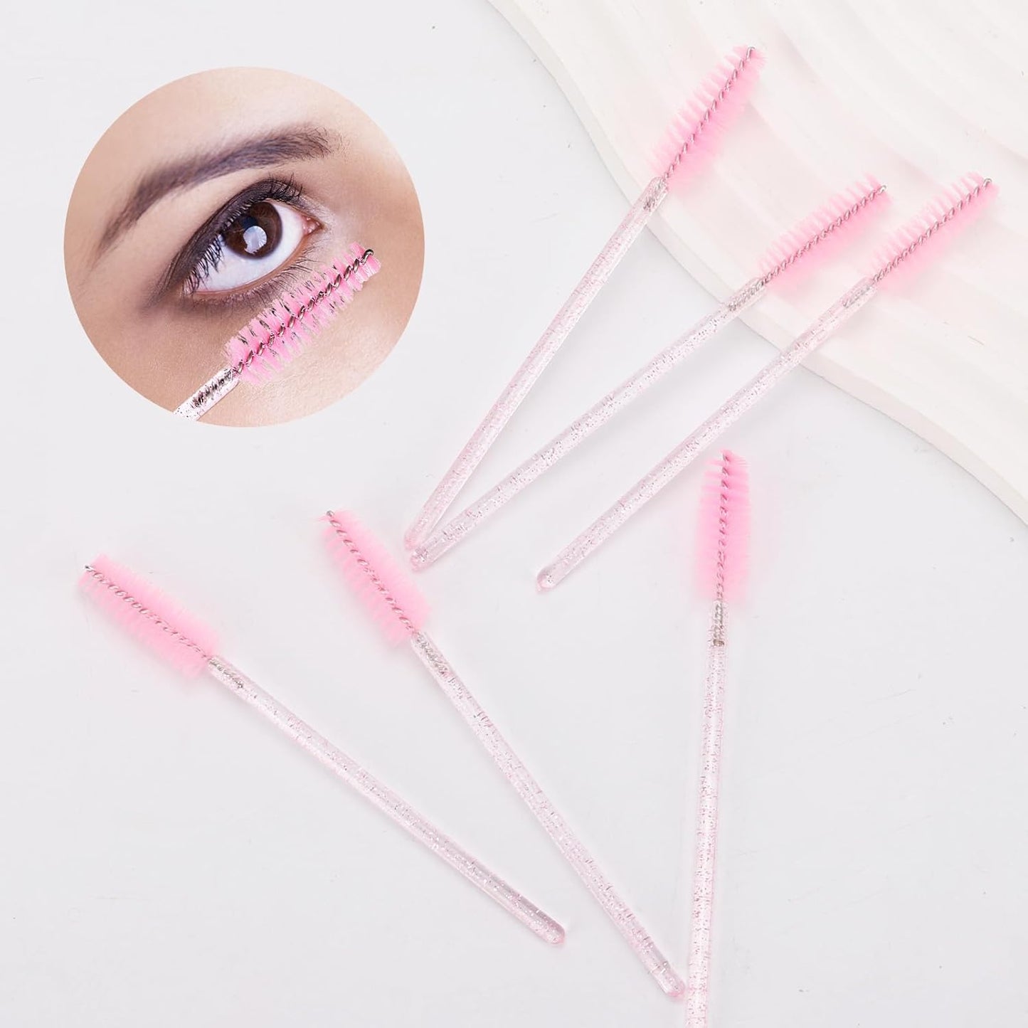 Tbestmax 1200 Disposable Mascara Wands Eyelash Brush Spoolies for Eyebrow Eye Lash Extension, Makeup Brushes Applicators Kits - Pink