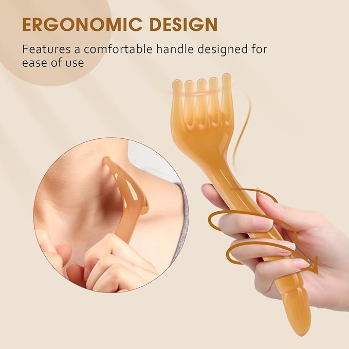 MoyRetty 2 Pack Manual Scalp Massagers, Perfect Scalp Massage Comb for Men & Women Home or Travel Use, Head Spa Gua Sha Tools for Relaxing(Brown)