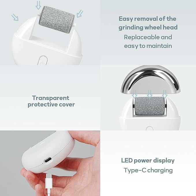 Automatic Callus Remover for Feet, Rechargeable Pedicure Tools for Feet, Electric Foot Callus Remover with 3 Roller Heads 2 Speed, Waterproof Foot File Perfect for Dead Hard Cracked Dry Skin