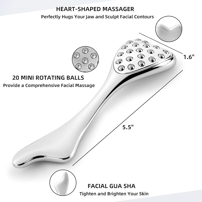 Stainless Steel Gua Sha & Face Roller, 3-in-1 Dolphin Facial Roller for Esthetician Supplies Women Gift, Skin Care Tool for Puffiness, Wrinkles, Dark Circles (1 Pc)