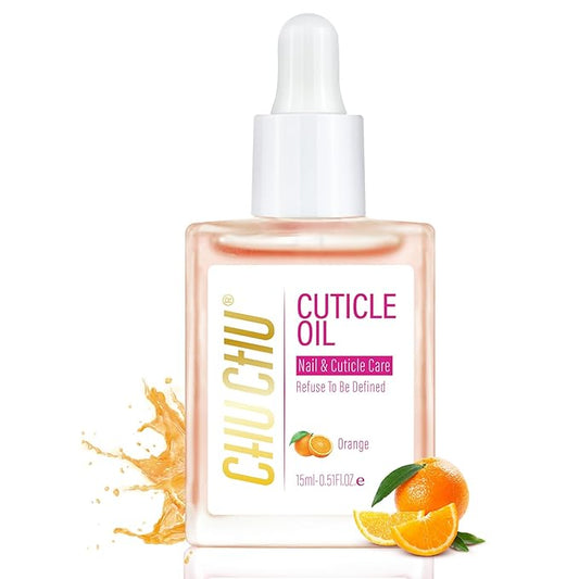 CHUCHU Organic Cuticle Oil for Nails: Orange Jojoba Nail Oil with Vitamin B & E - Moisturizes Repairs and Promotes Nail Growth - Prevents Dryness Hangnails and Chapped Skin 15ML