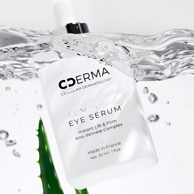 CDERMA Anti Aging Eye Serum Reduces Wrinkles, Fine Lines, Puffiness & Dark Under Eye Bags. Instant Lift & Firm - Made in France, 1 fl oz