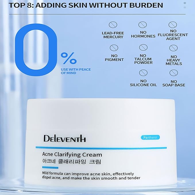 DEleventh Korean Brand Acne Clarifying Cream 30g / with Salicylic Acid, Vitamin B5, and Soothing Botanicals for a Clear, Nourished Complexion, Anti-Acne, Combats Blemishes, Hydrates, and Revitalizes