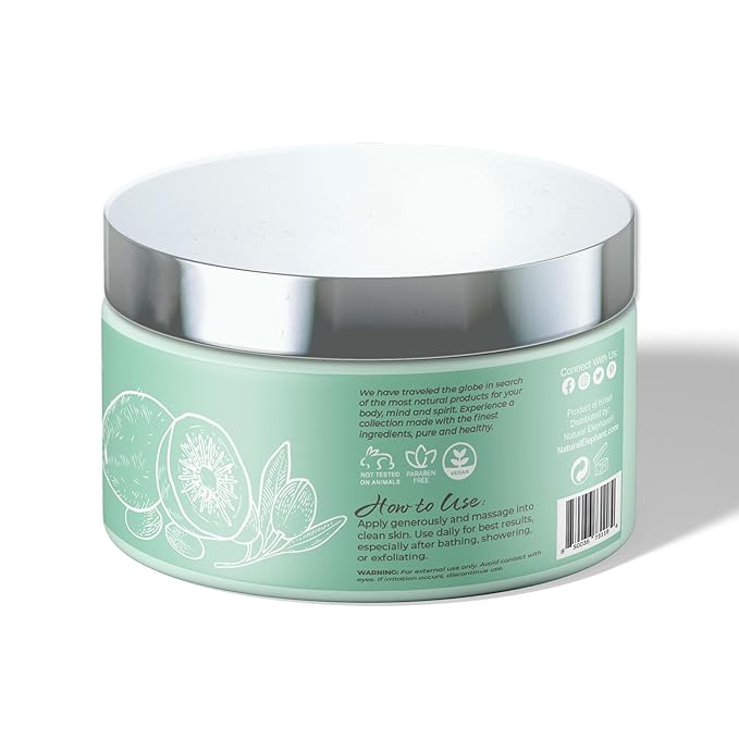 Natural Elephant Body Butter with Shea Butter, Dead Sea Minerals & Vitamin E - Luxurious Moisturizer, Hydrating Cream, Cruelty-Free, Paraben-Free, 9 oz (Kiwi)