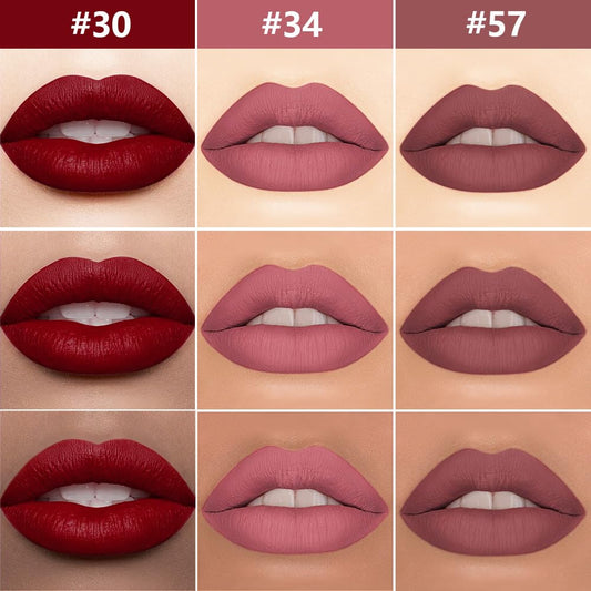 evpct 3Pcs Dark Red Nuetral Mauve Red Brown Matte Lip Liner Liquid Lipstick Stain Makeup Set for Women, Lip Liner Stain Long Lasting Waterproof Smudge Proof, Cruelty Free Lip Makeup 24 hours originale