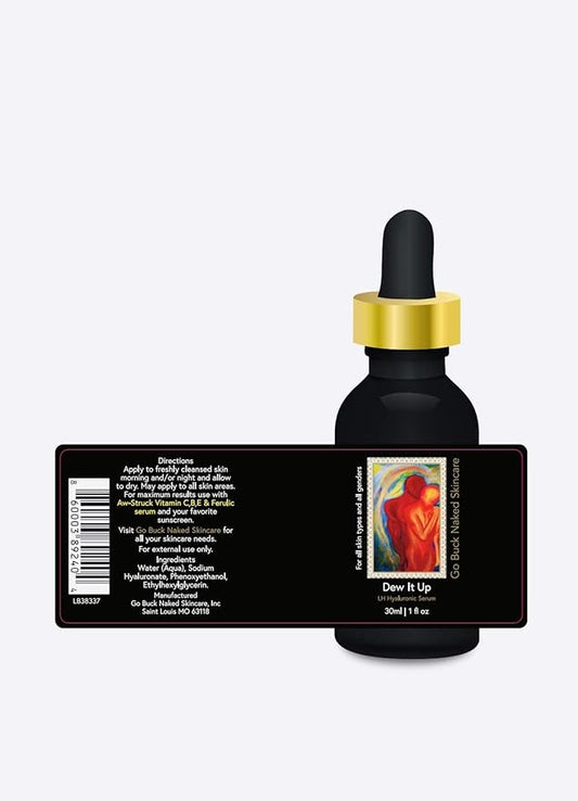 Dew It Up Serum 100% Hyaluronic Acid. Made in USA Natural Organic Moisturizer for Men & Women Anti aging Pore minimizer-Best Hyaluronic acid 1,000x its moisture weight