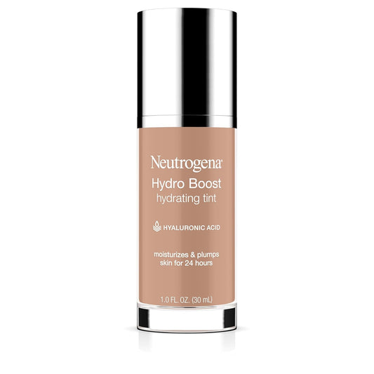 Neutrogena Hydro Boost Hydrating Tint Foundation Makeup for Dry Skin, with Hyaluronic Acid, Lightweight Oil-Free Water Gel, Non-Comedogenic, 50 Soft Beige, 1.0 fl. oz