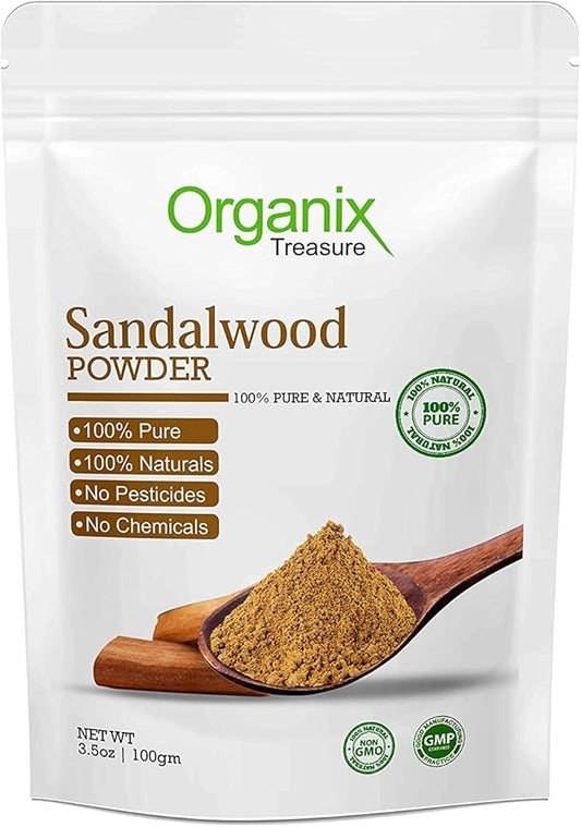 Organix Treasure Pure and Natural Sandalwood Powder for Face Masks, Facials and Skin Care, (100gm)