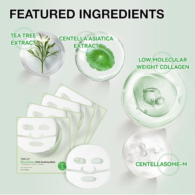 4 PACK Deep Collagen Overnight Mask, Bio-collagen Face Hydrogel Mask Korean Skincare Facial sheet masks for lifting, firming, and Elasticity Improvement (CICA Shooting Mask)