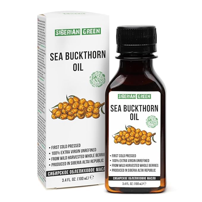Siberian Sea Buckthorn Oil | 100% Natural Extra Virgin Cold Pressed 100 ml / 3.4 fl oz | Unrefined Raw Vegan | Exclusive Healthy Diet Food Grade