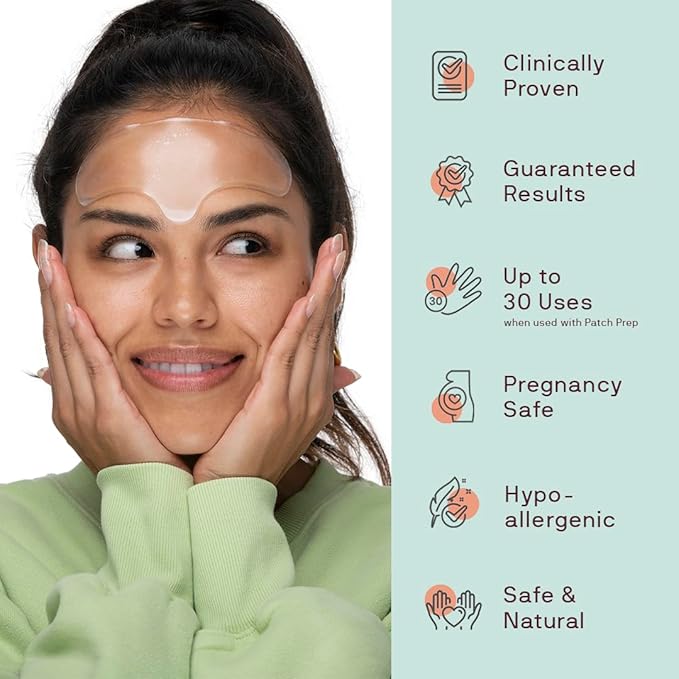Dermaclara Face Patches Kit - Anti Wrinkle Patches for Forehead, Smile Lines, Silicone Anti-Wrinkle Frown Line Treatment, Up to 30 Uses - Kit: 1 Forehead, 2 Mouth, 2 Eye Patch & 1 Patch Prep Cleanser