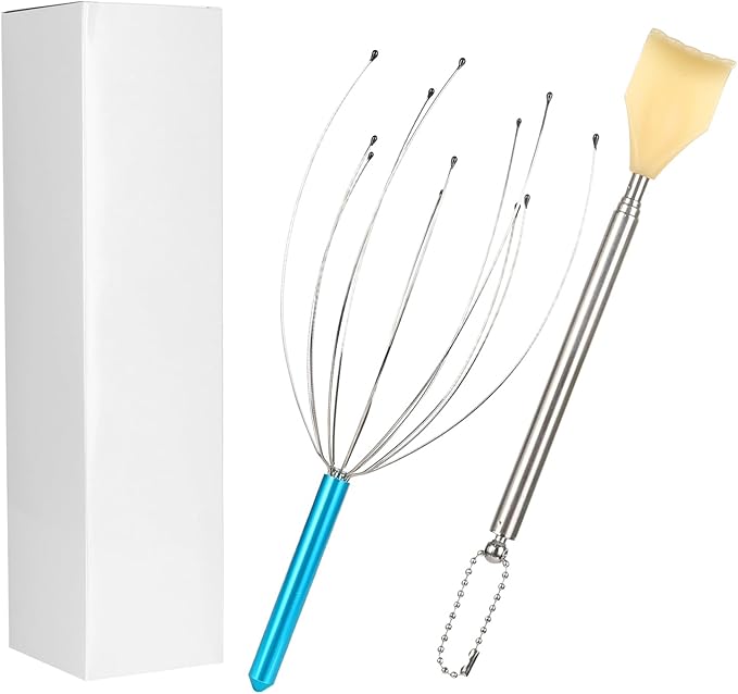 Head Massager Scratcher Scalp Massagers Handheld Scalp Massager Head Massagers with Back Scratcher for Men Women Deep Relaxation Stress Relief Hair Growth