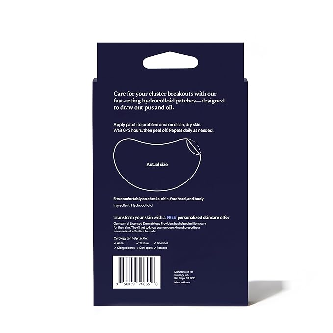 Curology Emergency Spot Pimple Patch Clusters for Breakouts, Large, Fast Acting, 14 Count