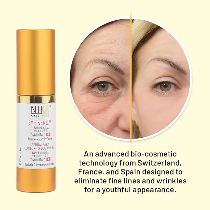 SKIN CARE - Eye Serum with Vitamin C & E, Hyaluronic Acid, Caffeine, and Swiss Apple Stem Cells - Day & Night