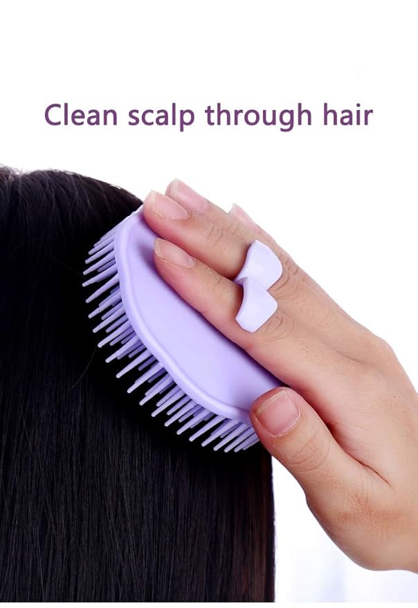 Hair Scalp Brush Dandruff Cleaning Brush Shower Scalp Shampoo Brush Scalp Massager Pack of 4 (Orange and Violet)