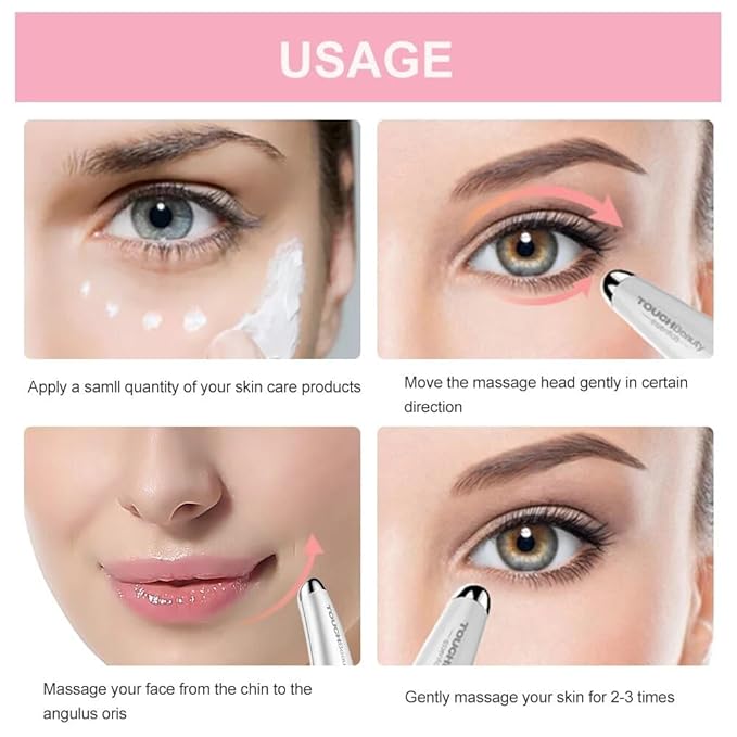 TOUCHBeauty Electric Eye Massager for Dark Circles, Puffiness, Fine Lines/Wrinkle, Crow's Feet and Bags Under Eyes with Sonic Vibration & Heating