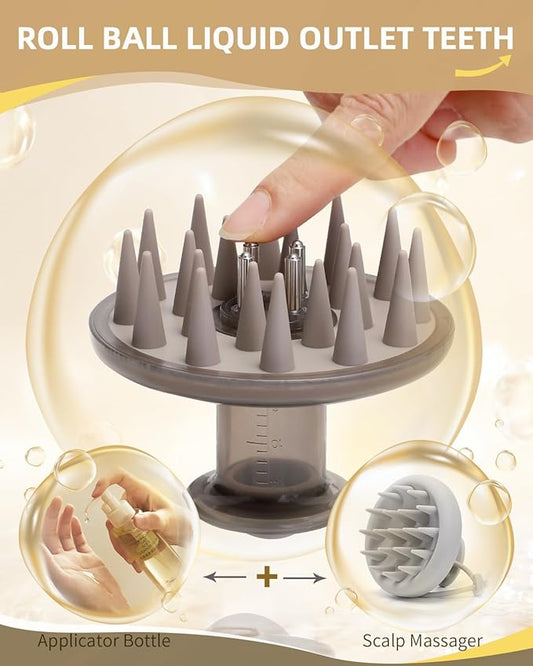 Hair Oil Applicator Brush, Scalp Oil Applicator Hair Oil Dispenser Hair Growth Oil Comb with Silicon Massage TeethScalp Oil Applicator for Scalp Hair Oiling Applicator with Massage Balls