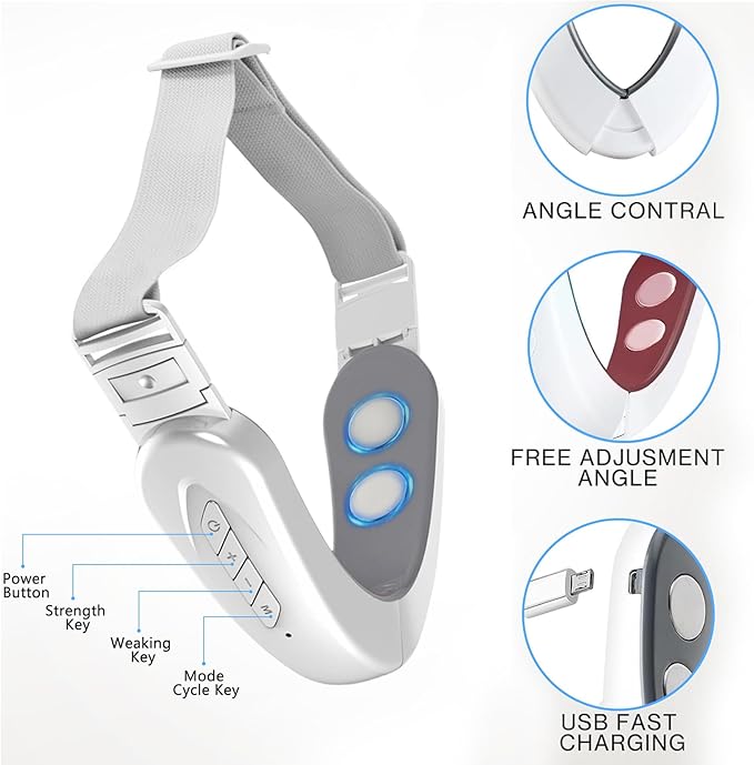 Double Chin Machine, Facial Massager for Women 6 Modes and 12 Intensity Levels Electric Double Chin Device, Smart Double Chin Face Lift Device with Magnetic Massage