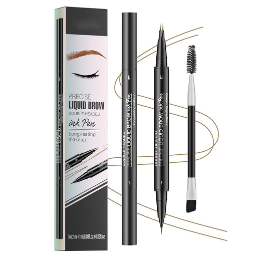 Microblading Eyebrow Pencil,2-in-1 Dual-Ended Eyebrow Pen with 2 Tip brow pen and Precise Brush-Tip,Brow Pen for Natural Waterproof and Long-Lasting Brows (Black brown)