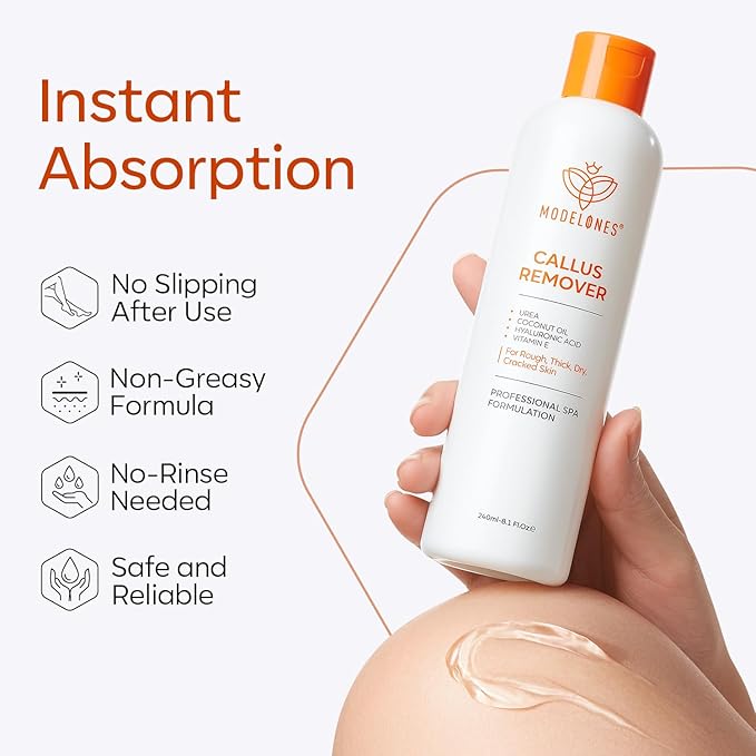 modelones Callus Remover for Feet, Callus Remover Gel Foot Scrubber for Dry, Cracked & Dead Skin, Extra Strength Pedicure Foot Spa Products, Salon Grade Callus Remover, Pedicure Tools for Feet, 8.1 Oz