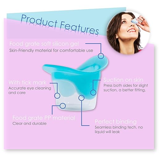 Silicone Eye Wash Cups, Eye Wash Bath for Refresh and Clean Tired Eyes, 4 Pcs Updated Version Pink and Blue with 2 Storage Containers