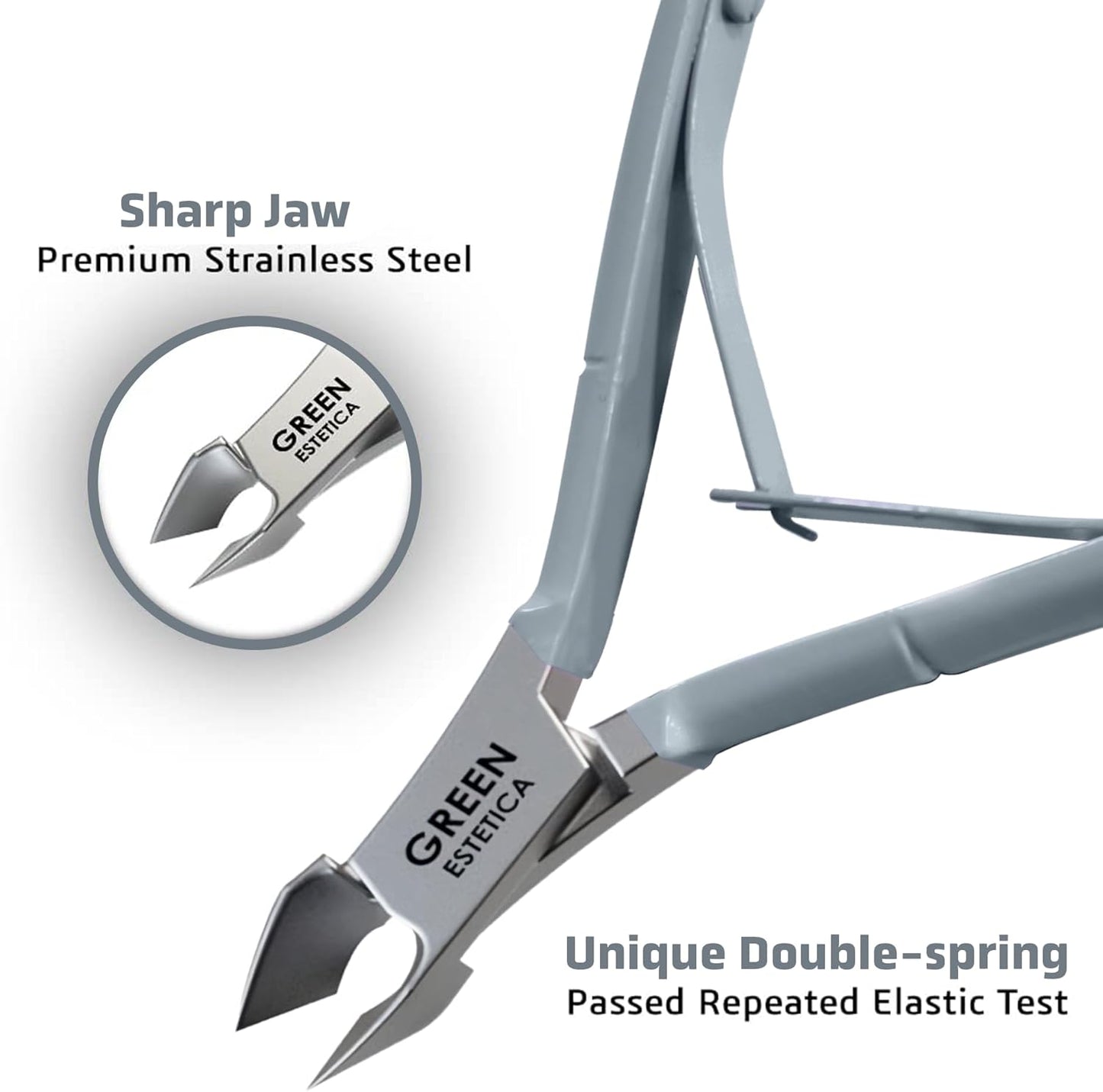 Professional Cuticle Trimmer with Cuticle Pusher Nail Cuticle Remover Nipper Silver Stainless Steel Sharp Blades Manicure Tools with Double Spring Nail Care Pedicure Nail Tools Home Spa (Gray)