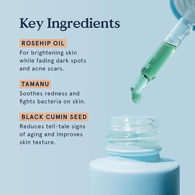 Blume Meltdown Face Oil for Women & Men - Non-Comedogenic Acne Serum with Rosehip Oil, Blue Tansy & Black Cumin Seed - Helps Reduce Redness, Smooth Texture & Hydrate - Cruelty-Free & Vegan (0.5 oz)