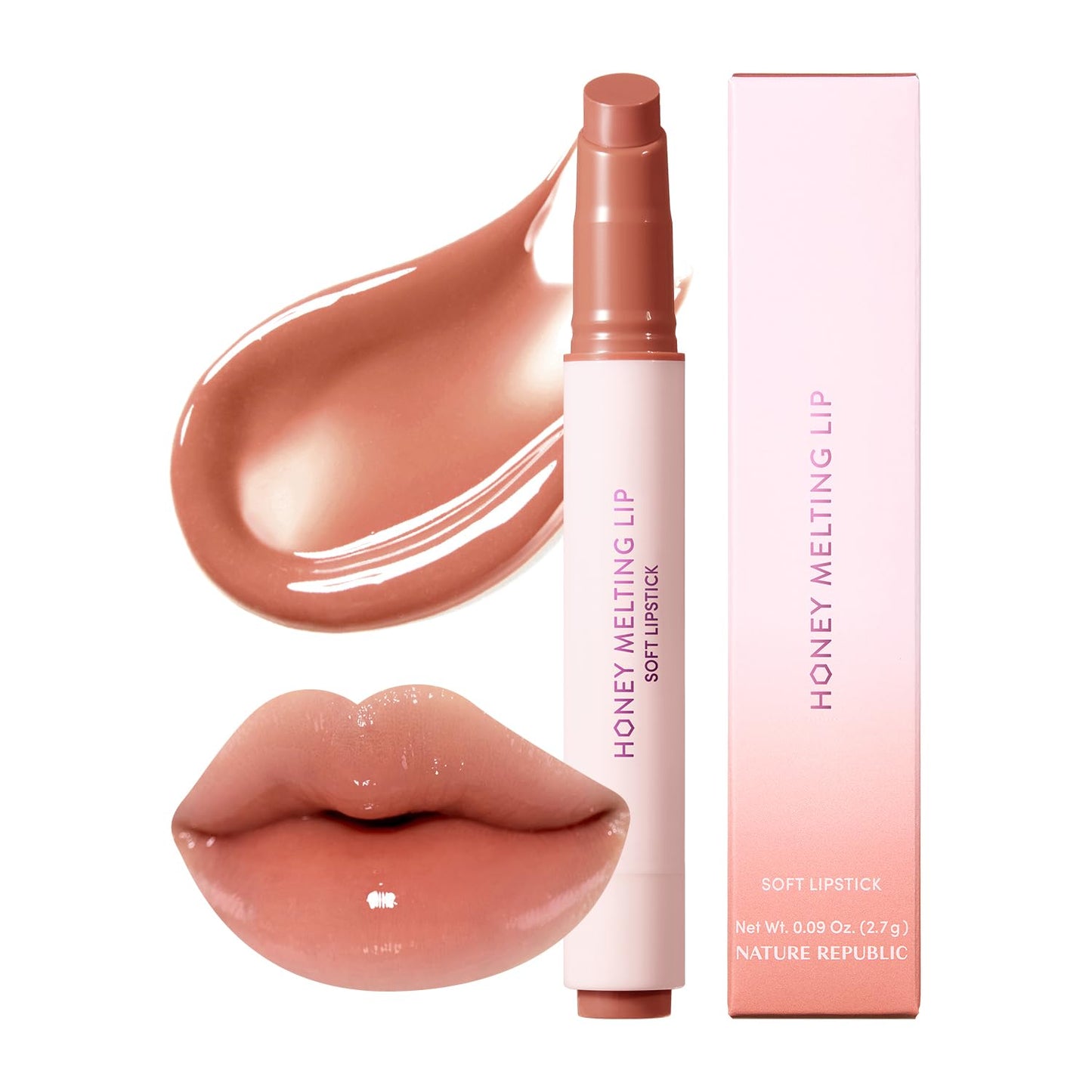 Nature Republic HONEY MELTING LIP (17 ROSE BEIGE) SOFT LIP STICK, Hydrating Gloss, Moisturizing balms, Sheer tint, Shine & Nude, Glowy Finish, korean make up