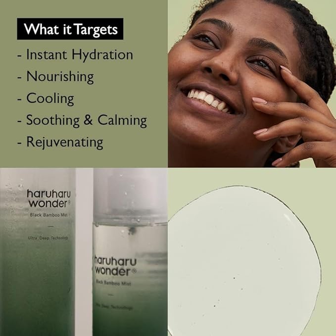 Haruharu Wonder Black Bamboo Mist - Hydrating and Firming Skin, Black Rice, Panax Ginseng for Clean and Smooth Skin Surface (5.07 fl.oz) | Vegan, Crurelty Free, EWG-Green
