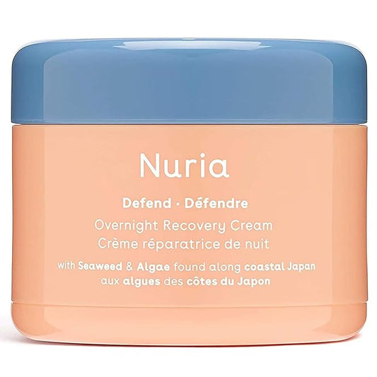 Nuria - Defend Overnight Face Cream, Facial Moisturizer for Nighttime Skin Recovery, Night Cream for Face with Seaweed, Brown Algae, and Aloe Leaf Juice, 50mL/1.7 fl oz