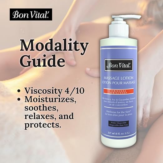 Bon Vital' Original Massage Lotion for a Versatile Massage Foundation to Relax Sore Muscles & Repair Dry Skin, Lightweight, Non-Greasy Formula to Moisturize and Repair Dry Skin, 8 Oz, Label may Vary